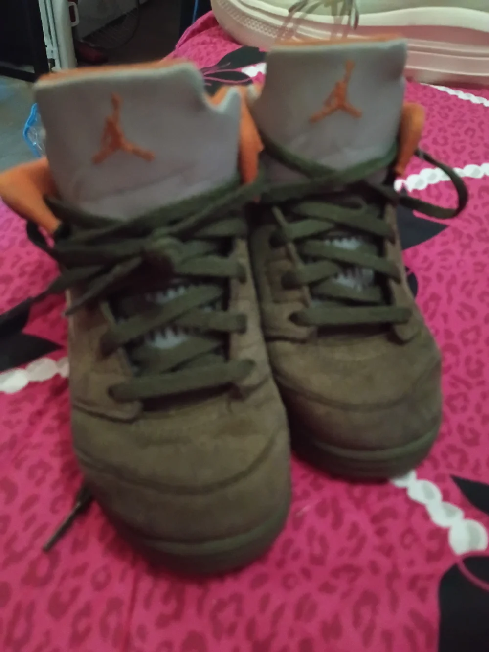 Jordan Kids Brown Suede Sneakers with Orange Accents